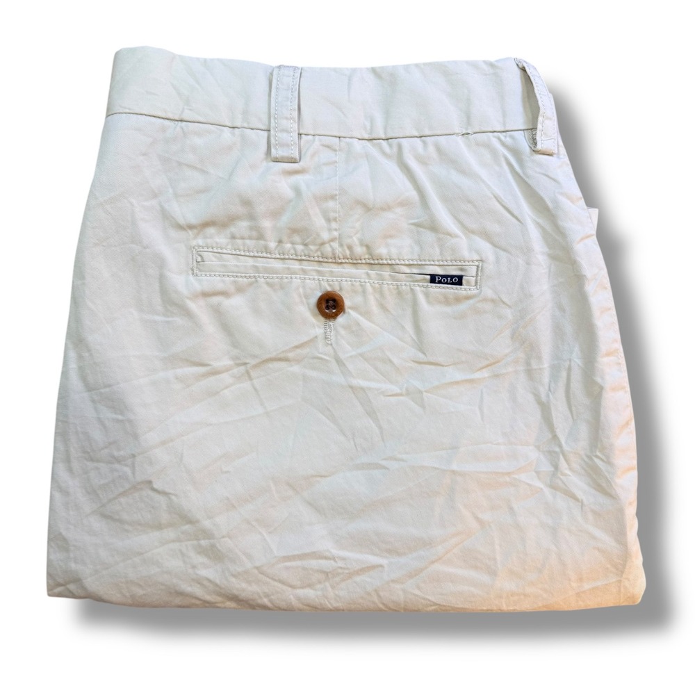 Polo Ralph Lauren Chino Shorts Men 36 Beige Classic Fit Pima Cotton Blend Preppy - Picture 4 of 12